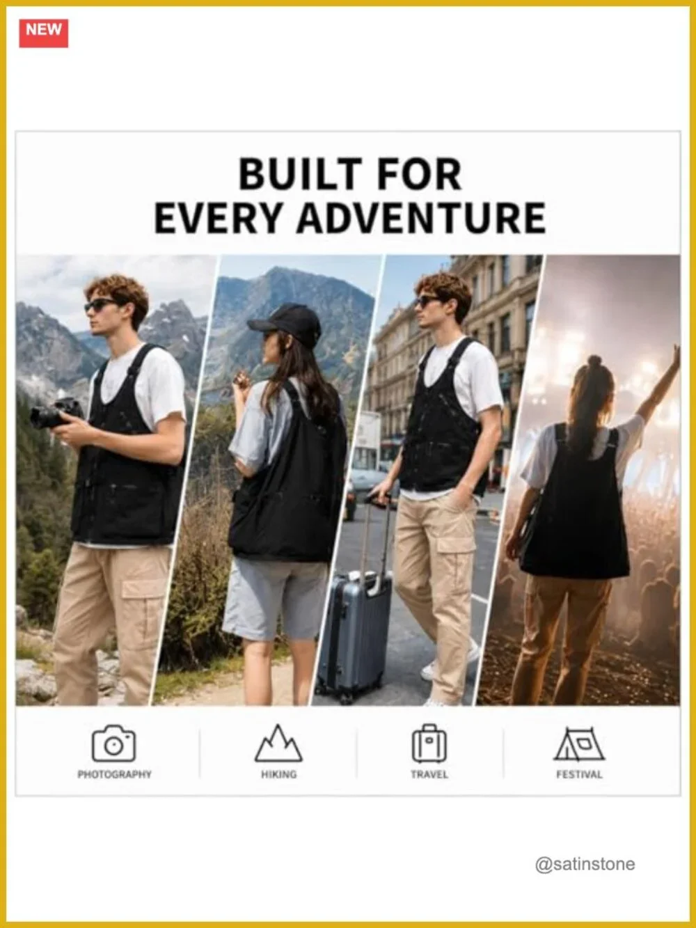 2-in-1 Convertible Vest Backpack Men Women Utility Gear Hiking Travel